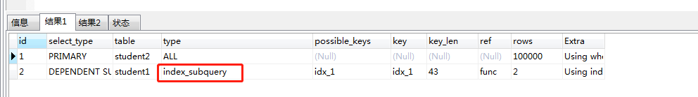 MySQL 中 exists 和 in 的区别